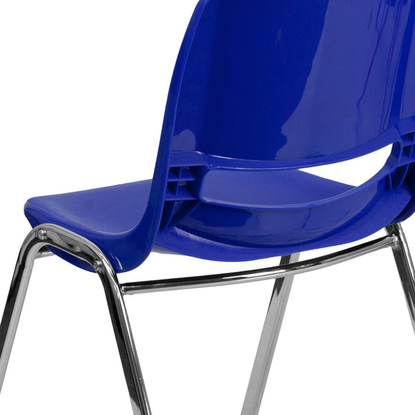 English Elm HERCULES Heavy-Duty Ergonomic Stack Chair with 880 lb Capacity for Classroom and Multipurpose Use Navy Plastic/Chrome Frame RUT-18-NVY-CHR-GG