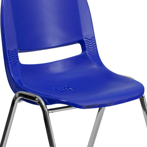 English Elm HERCULES Heavy-Duty Ergonomic Stack Chair with 880 lb Capacity for Classroom and Multipurpose Use Navy Plastic/Chrome Frame RUT-18-NVY-CHR-GG