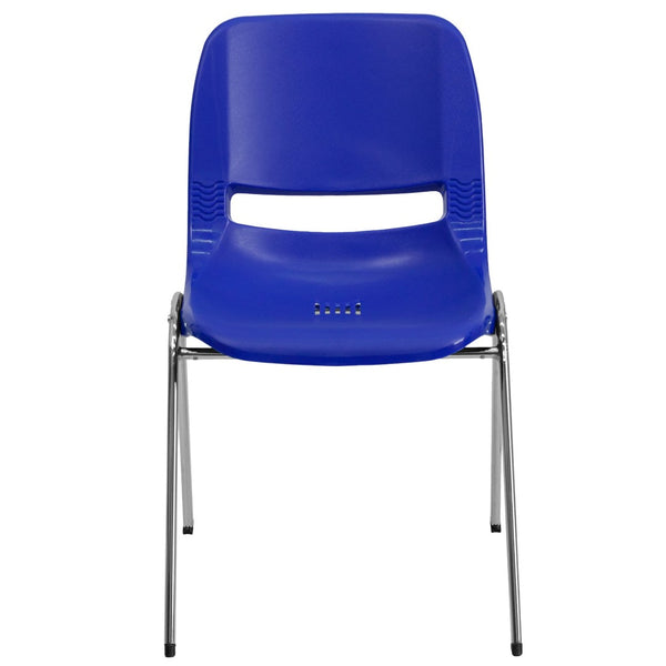 English Elm HERCULES Heavy-Duty Ergonomic Stack Chair with 880 lb Capacity for Classroom and Multipurpose Use Navy Plastic/Chrome Frame RUT-18-NVY-CHR-GG