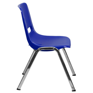 English Elm HERCULES Heavy-Duty Ergonomic Stack Chair with 880 lb Capacity for Classroom and Multipurpose Use Navy Plastic/Chrome Frame RUT-18-NVY-CHR-GG