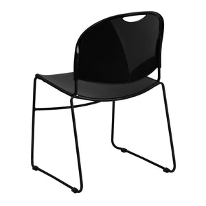 English Elm HERCULES Ultra-Compact Stack Chair with 880 lb Capacity, Chrome Frame, Ergonomic Design for Comfort Black Plastic/Black Frame RUT-188-BK-GG