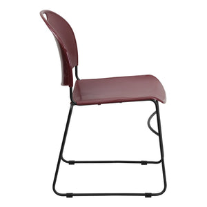 English Elm HERCULES Ultra-Compact Stack Chair with 880 lb Capacity, Chrome Frame, Ergonomic Design for Comfort Burgundy Plastic/Black Frame RUT-188-BY-GG