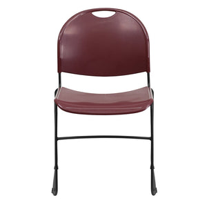 English Elm HERCULES Ultra-Compact Stack Chair with 880 lb Capacity, Chrome Frame, Ergonomic Design for Comfort Burgundy Plastic/Black Frame RUT-188-BY-GG