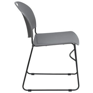 English Elm HERCULES Ultra-Compact Stack Chair with 880 lb Capacity, Chrome Frame, Ergonomic Design for Comfort Gray Plastic/Black Frame RUT-188-GY-GG