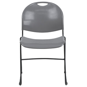 English Elm HERCULES Ultra-Compact Stack Chair with 880 lb Capacity, Chrome Frame, Ergonomic Design for Comfort Gray Plastic/Black Frame RUT-188-GY-GG