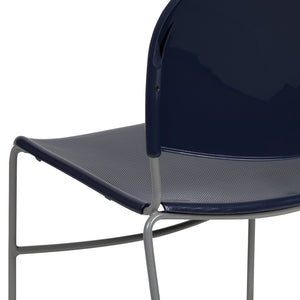 English Elm HERCULES Ultra-Compact Stack Chair with 880 lb Capacity, Chrome Frame, Ergonomic Design for Comfort Navy Plastic/Silver Frame RUT-188-NY-GG