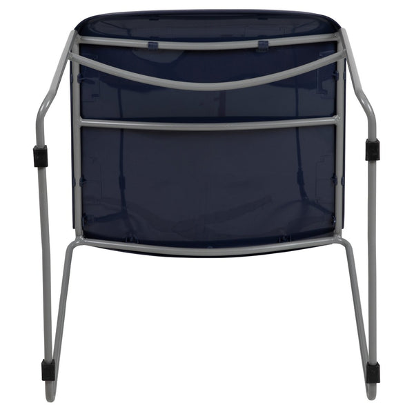 English Elm HERCULES Ultra-Compact Stack Chair with 880 lb Capacity, Chrome Frame, Ergonomic Design for Comfort Navy Plastic/Silver Frame RUT-188-NY-GG