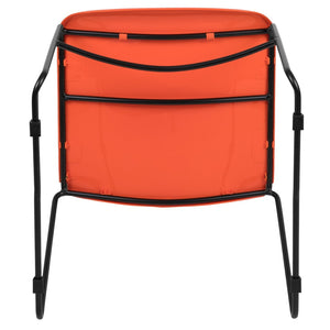 English Elm HERCULES Ultra-Compact Stack Chair with 880 lb Capacity, Chrome Frame, Ergonomic Design for Comfort Orange Plastic/Black Frame RUT-188-OR-GG