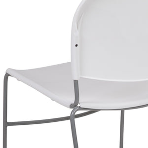 English Elm HERCULES Ultra-Compact Stack Chair with 880 lb Capacity, Chrome Frame, Ergonomic Design for Comfort White Plastic/Silver Frame RUT-188-WH-GG