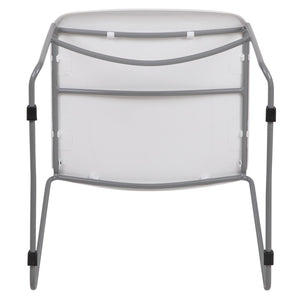 English Elm HERCULES Ultra-Compact Stack Chair with 880 lb Capacity, Chrome Frame, Ergonomic Design for Comfort White Plastic/Silver Frame RUT-188-WH-GG