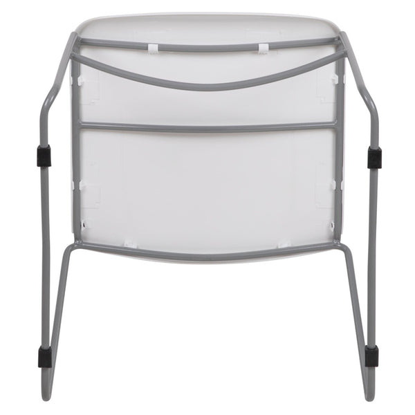 English Elm HERCULES Ultra-Compact Stack Chair with 880 lb Capacity, Chrome Frame, Ergonomic Design for Comfort White Plastic/Silver Frame RUT-188-WH-GG