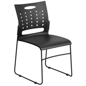 English Elm HERCULES High-Capacity Stack Chair with Air-Vent Back, Ergonomic Design for Commercial Use Black RUT-2-BK-GG