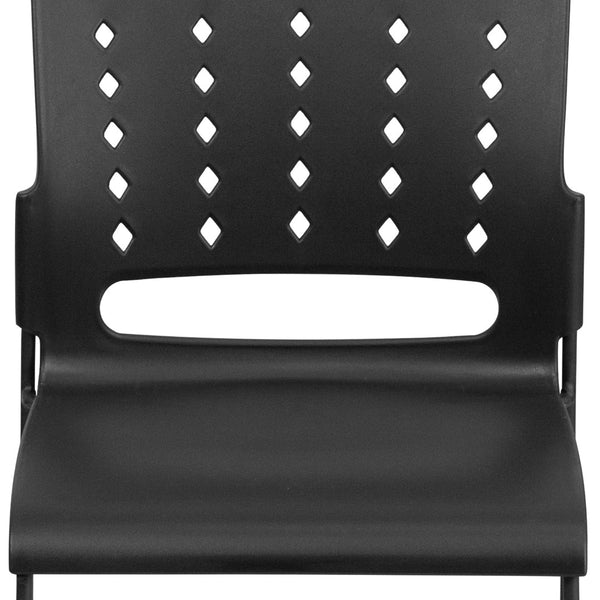English Elm HERCULES High-Capacity Stack Chair with Air-Vent Back, Ergonomic Design for Commercial Use Black RUT-2-BK-GG