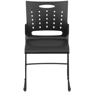 English Elm HERCULES High-Capacity Stack Chair with Air-Vent Back, Ergonomic Design for Commercial Use Black RUT-2-BK-GG