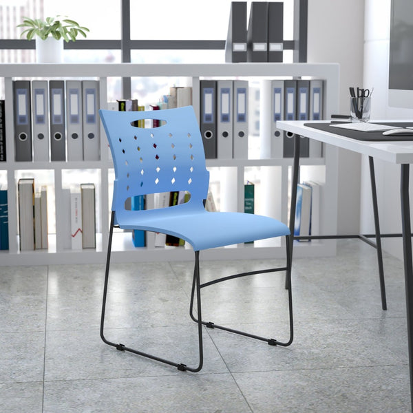 English Elm HERCULES High-Capacity Stack Chair with Air-Vent Back, Ergonomic Design for Commercial Use Blue RUT-2-BL-GG
