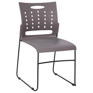 English Elm HERCULES 881 lb. Capacity Stack Chair with Air-Vent Back for Comfort in Training Rooms and Events Gray RUT-2-GY-BK-GG