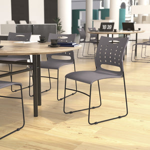 English Elm HERCULES 881 lb. Capacity Stack Chair with Air-Vent Back for Comfort in Training Rooms and Events Gray RUT-2-GY-BK-GG