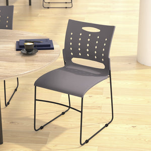 English Elm HERCULES 881 lb. Capacity Stack Chair with Air-Vent Back for Comfort in Training Rooms and Events Gray RUT-2-GY-BK-GG