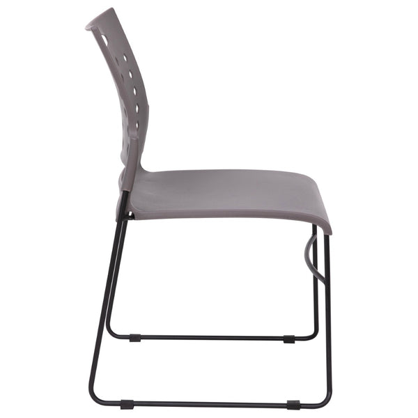 English Elm HERCULES 881 lb. Capacity Stack Chair with Air-Vent Back for Comfort in Training Rooms and Events Gray RUT-2-GY-BK-GG