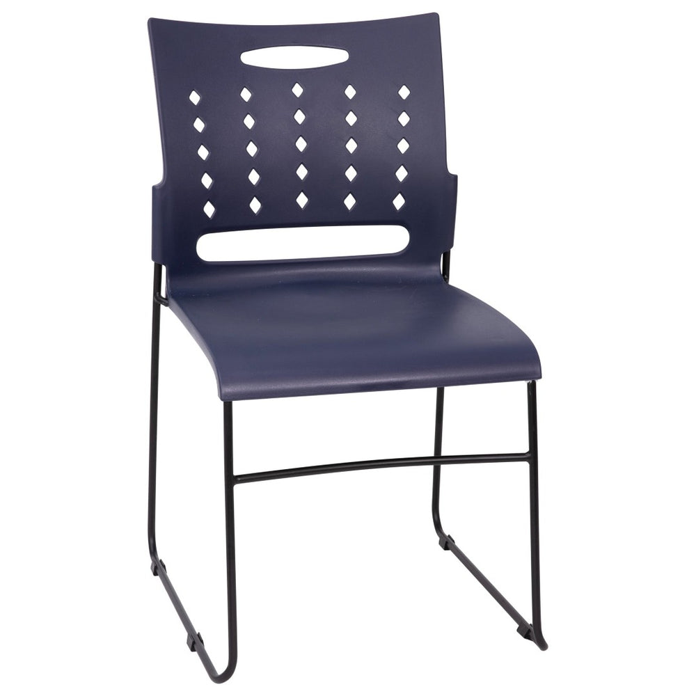 English Elm HERCULES 881 lb. Capacity Stack Chair with Air-Vent Back for Comfort in Training Rooms and Events Navy RUT-2-NVY-BK-GG