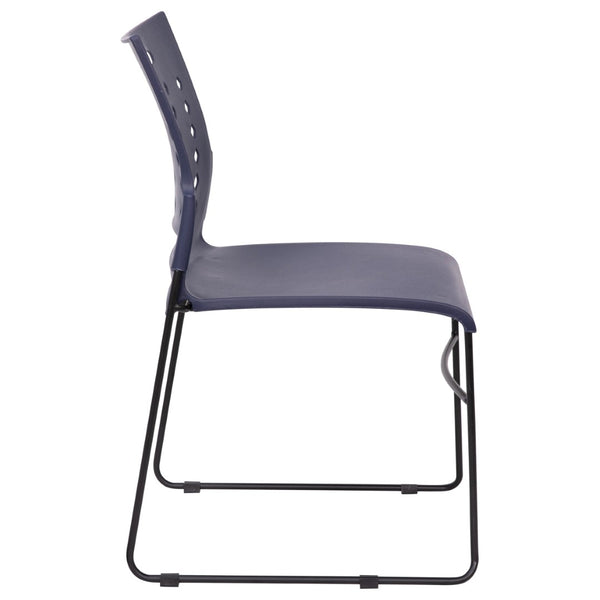 English Elm HERCULES 881 lb. Capacity Stack Chair with Air-Vent Back for Comfort in Training Rooms and Events Navy RUT-2-NVY-BK-GG