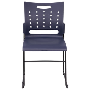 English Elm HERCULES 881 lb. Capacity Stack Chair with Air-Vent Back for Comfort in Training Rooms and Events Navy RUT-2-NVY-BK-GG