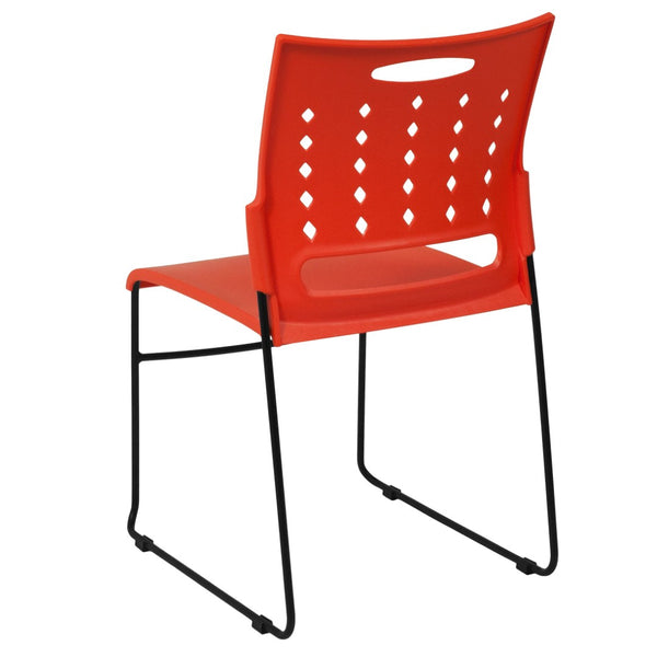 English Elm HERCULES High-Capacity Stack Chair with Air-Vent Back, Ergonomic Design for Commercial Use Orange RUT-2-OR-GG