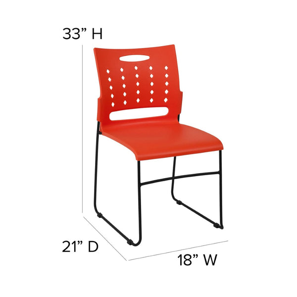 English Elm HERCULES High-Capacity Stack Chair with Air-Vent Back, Ergonomic Design for Commercial Use Orange RUT-2-OR-GG