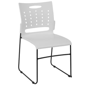 English Elm HERCULES High-Capacity Stack Chair with Air-Vent Back, Ergonomic Design for Commercial Use White RUT-2-WH-GG