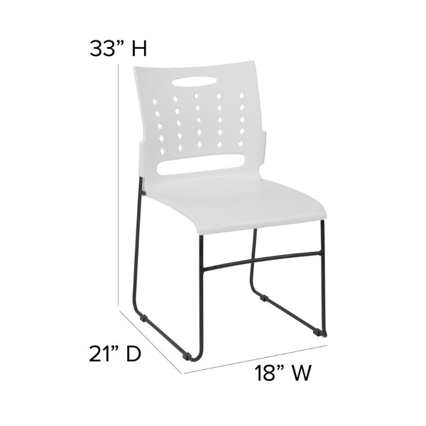 English Elm HERCULES High-Capacity Stack Chair with Air-Vent Back, Ergonomic Design for Commercial Use White RUT-2-WH-GG