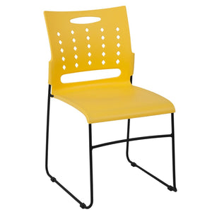 English Elm HERCULES High-Capacity Stack Chair with Air-Vent Back, Ergonomic Design for Commercial Use Yellow RUT-2-YL-GG
