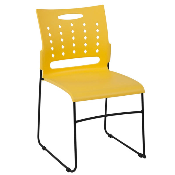 English Elm HERCULES High-Capacity Stack Chair with Air-Vent Back, Ergonomic Design for Commercial Use Yellow RUT-2-YL-GG