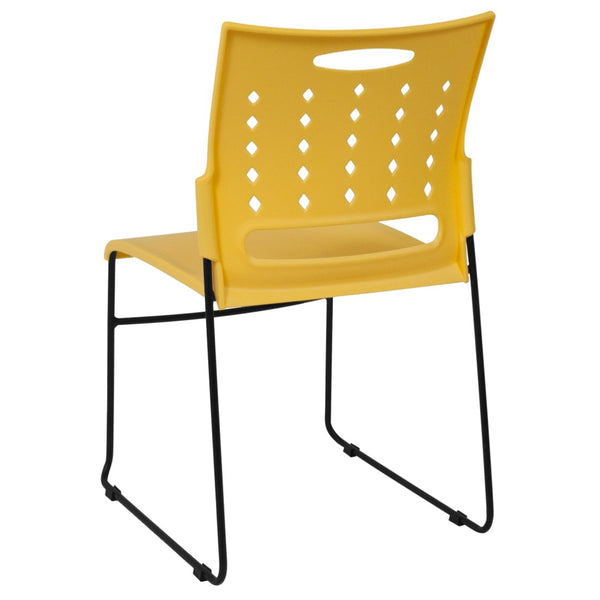 English Elm HERCULES High-Capacity Stack Chair with Air-Vent Back, Ergonomic Design for Commercial Use Yellow RUT-2-YL-GG