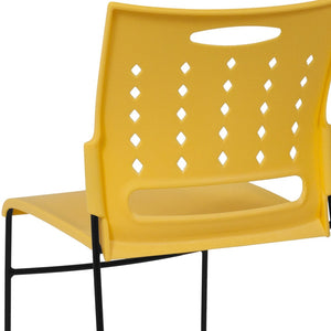 English Elm HERCULES High-Capacity Stack Chair with Air-Vent Back, Ergonomic Design for Commercial Use Yellow RUT-2-YL-GG