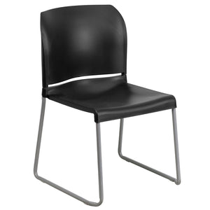 English Elm HERCULES 880 lb. Capacity Contoured Stack Chair - Ergonomic Design for Office, Event & Cafeteria Use Black RUT-238A-BK-GG