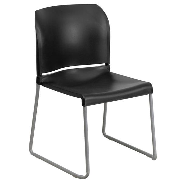 English Elm HERCULES 880 lb. Capacity Contoured Stack Chair - Ergonomic Design for Office, Event & Cafeteria Use Black RUT-238A-BK-GG