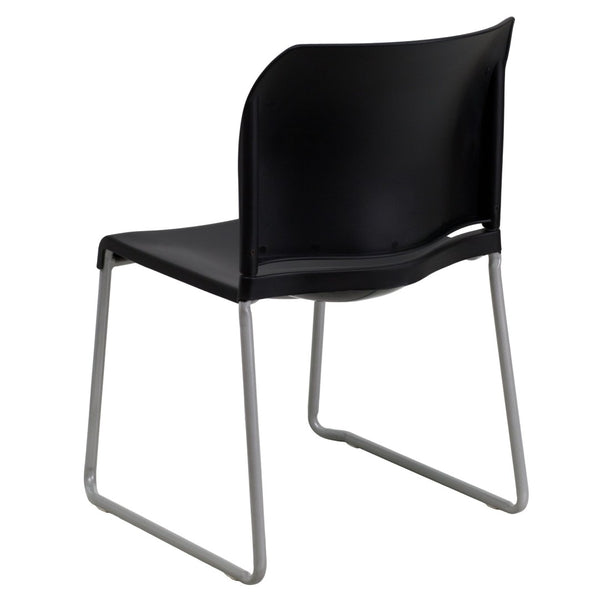 English Elm HERCULES 880 lb. Capacity Contoured Stack Chair - Ergonomic Design for Office, Event & Cafeteria Use Black RUT-238A-BK-GG