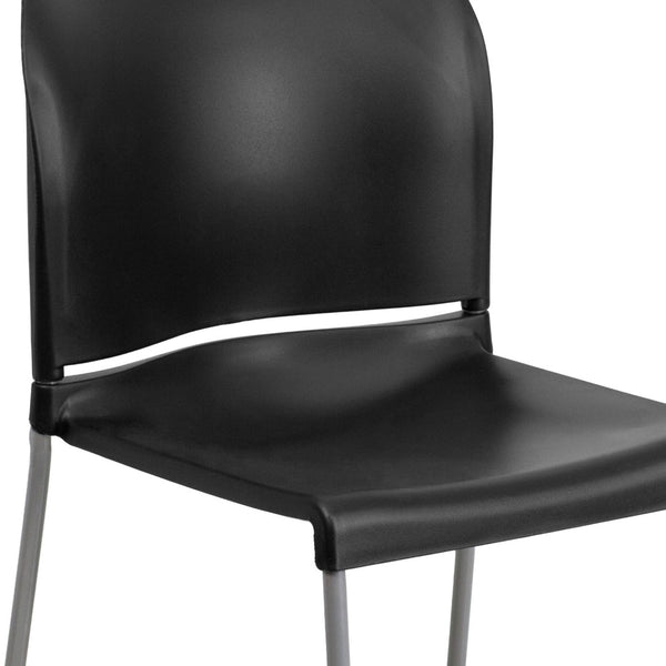 English Elm HERCULES 880 lb. Capacity Contoured Stack Chair - Ergonomic Design for Office, Event & Cafeteria Use Black RUT-238A-BK-GG