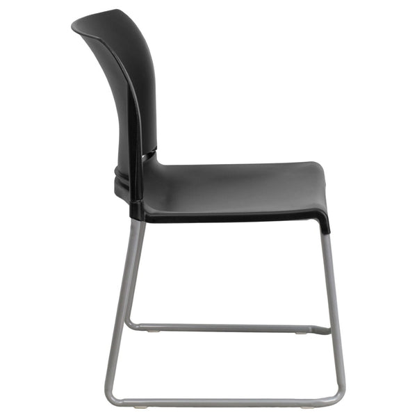 English Elm HERCULES 880 lb. Capacity Contoured Stack Chair - Ergonomic Design for Office, Event & Cafeteria Use Black RUT-238A-BK-GG