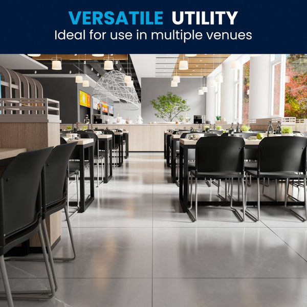 English Elm HERCULES 880 lb. Capacity Contoured Stack Chair - Ergonomic Design for Office, Event & Cafeteria Use Black RUT-238A-BK-GG