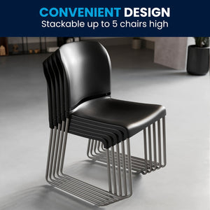English Elm HERCULES 880 lb. Capacity Contoured Stack Chair - Ergonomic Design for Office, Event & Cafeteria Use Black RUT-238A-BK-GG