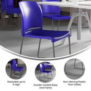 English Elm HERCULES 880 lb. Capacity Contoured Stack Chair - Ergonomic Design for Office, Event & Cafeteria Use Blue RUT-238A-BL-GG