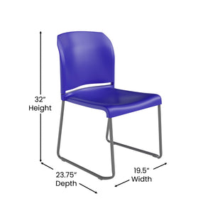 English Elm HERCULES 880 lb. Capacity Contoured Stack Chair - Ergonomic Design for Office, Event & Cafeteria Use Blue RUT-238A-BL-GG