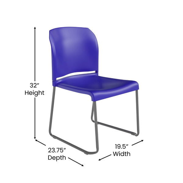 English Elm HERCULES 880 lb. Capacity Contoured Stack Chair - Ergonomic Design for Office, Event & Cafeteria Use Blue RUT-238A-BL-GG