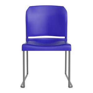 English Elm HERCULES 880 lb. Capacity Contoured Stack Chair - Ergonomic Design for Office, Event & Cafeteria Use Blue RUT-238A-BL-GG