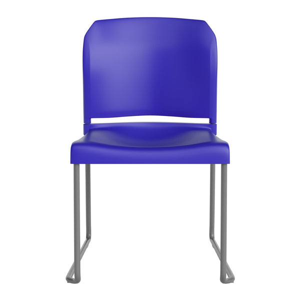 English Elm HERCULES 880 lb. Capacity Contoured Stack Chair - Ergonomic Design for Office, Event & Cafeteria Use Blue RUT-238A-BL-GG