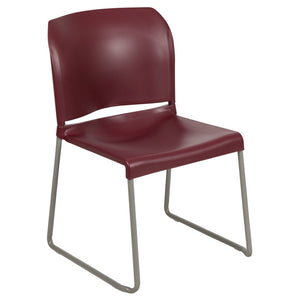 English Elm HERCULES 880 lb. Capacity Contoured Stack Chair - Ergonomic Design for Office, Event & Cafeteria Use Burgundy RUT-238A-BY-GG