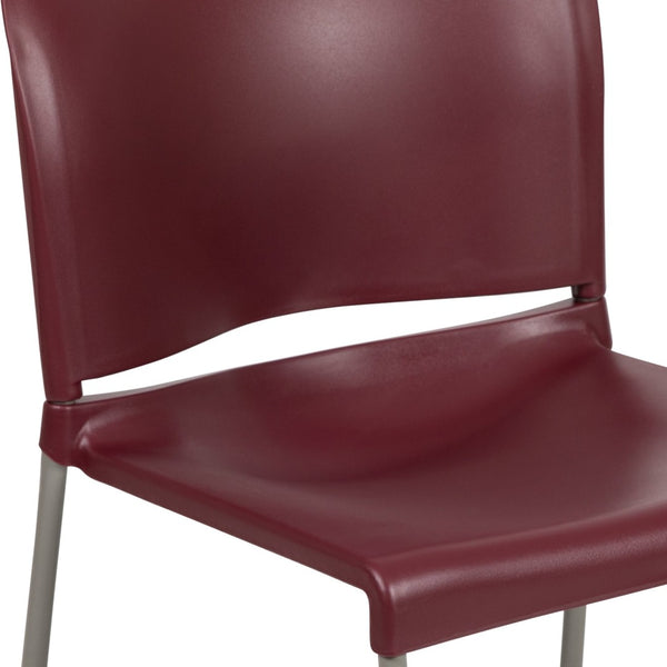 English Elm HERCULES 880 lb. Capacity Contoured Stack Chair - Ergonomic Design for Office, Event & Cafeteria Use Burgundy RUT-238A-BY-GG