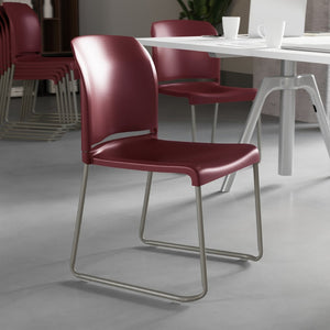 English Elm HERCULES 880 lb. Capacity Contoured Stack Chair - Ergonomic Design for Office, Event & Cafeteria Use Burgundy RUT-238A-BY-GG