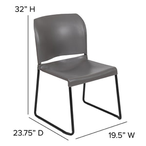 English Elm HERCULES 880 lb. Capacity Contoured Stack Chair - Ergonomic Design for Office, Event & Cafeteria Use Gray RUT-238A-GY-GG